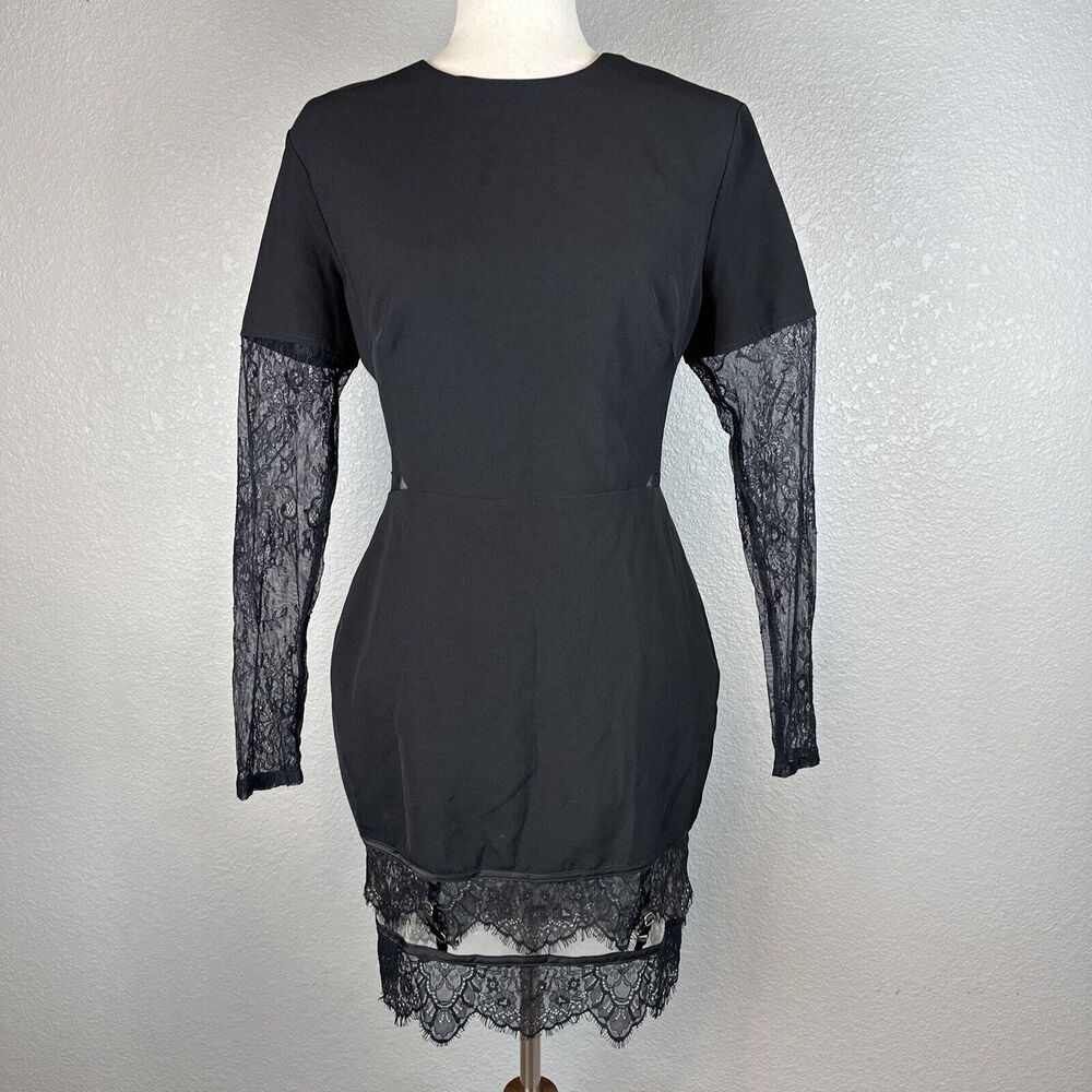 House of CB Black Lace Long Sleeve Dress